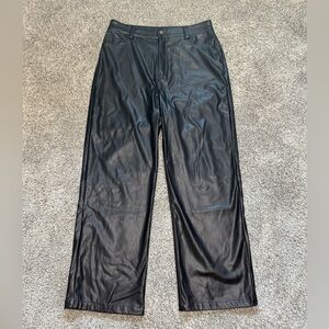 Women’s XL MVN The Label Black PU Vegan Leather Pants Wide Leg